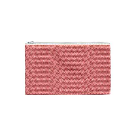 A Red And White Background With A Pattern Cosmetic Bag (Small) from ArtsNow.com Front