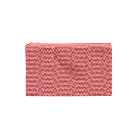 A Red And White Background With A Pattern Cosmetic Bag (Small) from ArtsNow.com Front