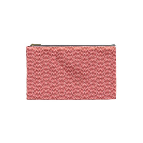 A Red And White Background With A Pattern Cosmetic Bag (Small) from ArtsNow.com Front