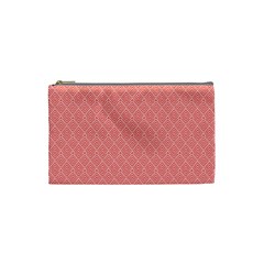 A Red And White Background With A Pattern Cosmetic Bag (Small) from ArtsNow.com Front