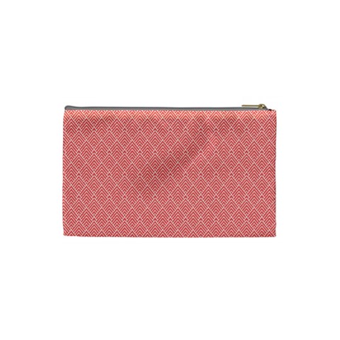 A Red And White Background With A Pattern Cosmetic Bag (Small) from ArtsNow.com Back