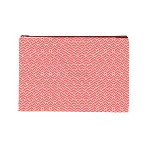 A Red And White Background With A Pattern Cosmetic Bag (Large) from ArtsNow.com Front