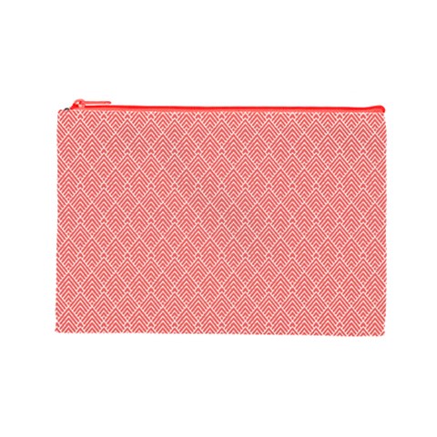 A Red And White Background With A Pattern Cosmetic Bag (Large) from ArtsNow.com Front