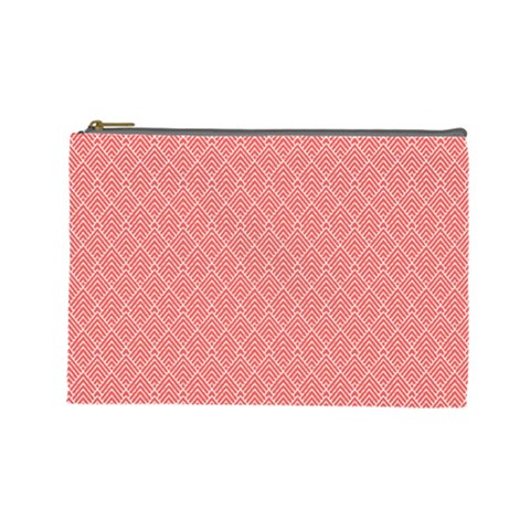 A Red And White Background With A Pattern Cosmetic Bag (Large) from ArtsNow.com Front