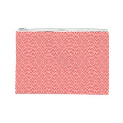 A Red And White Background With A Pattern Cosmetic Bag (Large) from ArtsNow.com Front