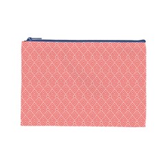 A Red And White Background With A Pattern Cosmetic Bag (Large) from ArtsNow.com Front