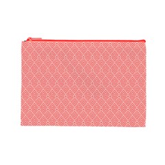 A Red And White Background With A Pattern Cosmetic Bag (Large) from ArtsNow.com Front