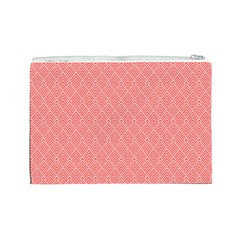 A Red And White Background With A Pattern Cosmetic Bag (Large) from ArtsNow.com Back