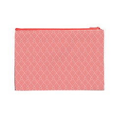 A Red And White Background With A Pattern Cosmetic Bag (Large) from ArtsNow.com Back