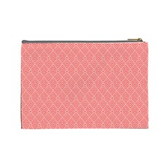 A Red And White Background With A Pattern Cosmetic Bag (Large) from ArtsNow.com Back