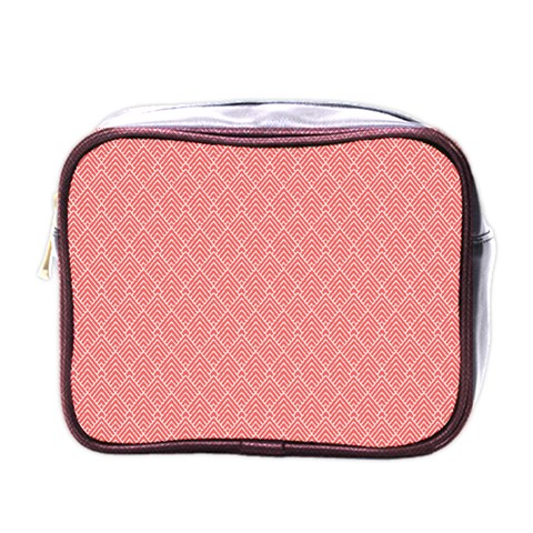 A Red And White Background With A Pattern Mini Toiletries Bag (One Side) from ArtsNow.com Front