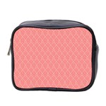 A Red And White Background With A Pattern Mini Toiletries Bag (Two Sides)