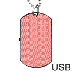 A Red And White Background With A Pattern Dog Tag USB Flash (Two Sides) from ArtsNow.com Front