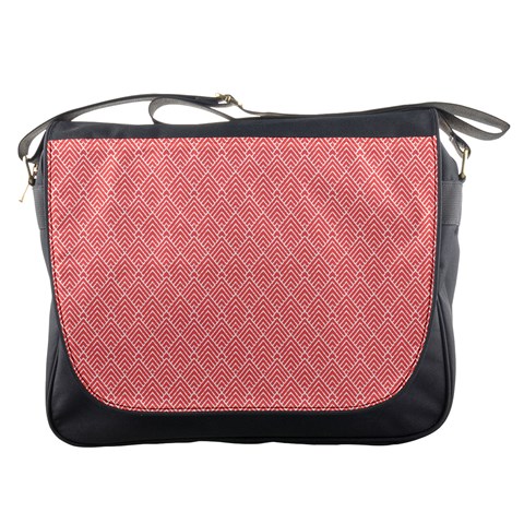 A Red And White Background With A Pattern Messenger Bag from ArtsNow.com Front