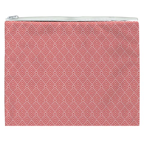 A Red And White Background With A Pattern Cosmetic Bag (XXXL) from ArtsNow.com Front