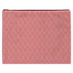 A Red And White Background With A Pattern Cosmetic Bag (XXXL) from ArtsNow.com Front