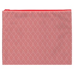 A Red And White Background With A Pattern Cosmetic Bag (XXXL) from ArtsNow.com Front