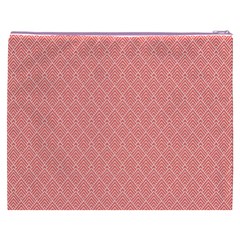 A Red And White Background With A Pattern Cosmetic Bag (XXXL) from ArtsNow.com Back