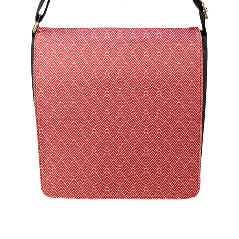 A Red And White Background With A Pattern Flap Closure Messenger Bag (L) from ArtsNow.com Front