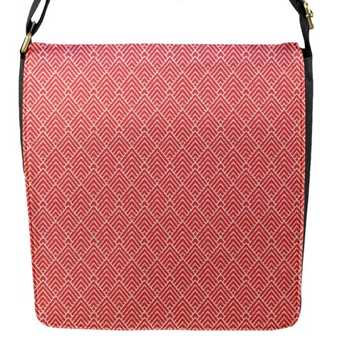 A Red And White Background With A Pattern Flap Closure Messenger Bag (S) from ArtsNow.com Front