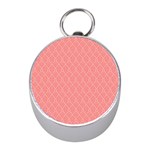 A Red And White Background With A Pattern Mini Silver Compasses