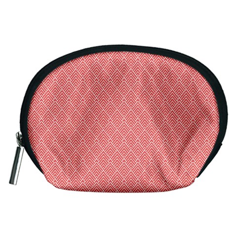 A Red And White Background With A Pattern Accessory Pouch (Medium) from ArtsNow.com Front