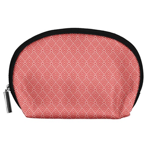 A Red And White Background With A Pattern Accessory Pouch (Large) from ArtsNow.com Front