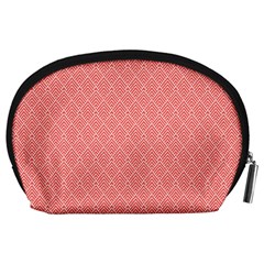 A Red And White Background With A Pattern Accessory Pouch (Large) from ArtsNow.com Back