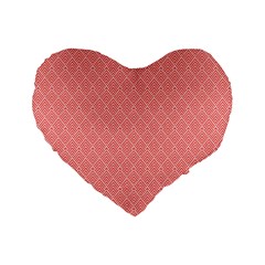 A Red And White Background With A Pattern Standard 16  Premium Flano Heart Shape Cushions from ArtsNow.com Front