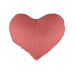 A Red And White Background With A Pattern Standard 16  Premium Flano Heart Shape Cushions from ArtsNow.com Back