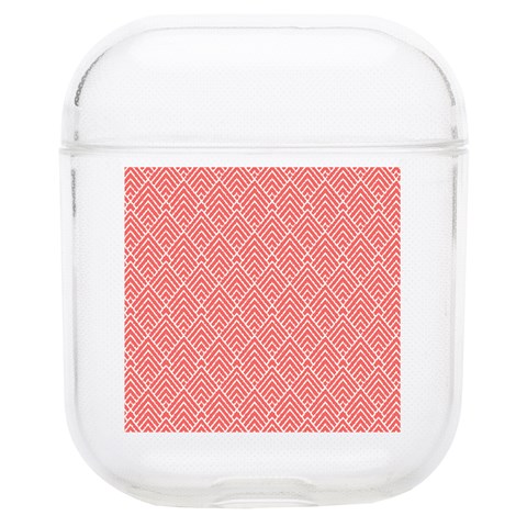 A Red And White Background With A Pattern Soft TPU AirPods 1/2 Case from ArtsNow.com Front