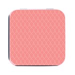 A Red And White Background With A Pattern Square Metal Box (Black)