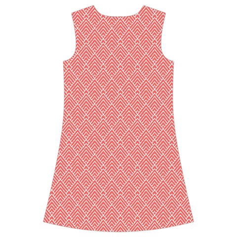 A Red And White Background With A Pattern Kids  Short Sleeve Velvet Dress from ArtsNow.com Back