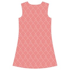 A Red And White Background With A Pattern Kids  Short Sleeve Velvet Dress from ArtsNow.com Back