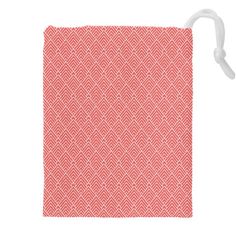 A Red And White Background With A Pattern Drawstring Pouch (4XL) from ArtsNow.com Front