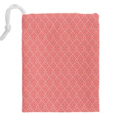 A Red And White Background With A Pattern Drawstring Pouch (4XL) from ArtsNow.com Back