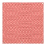 A Red And White Background With A Pattern Banner and Sign 3  x 3 