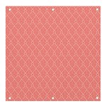 A Red And White Background With A Pattern Banner and Sign 4  x 4 