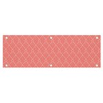 A Red And White Background With A Pattern Banner and Sign 6  x 2 