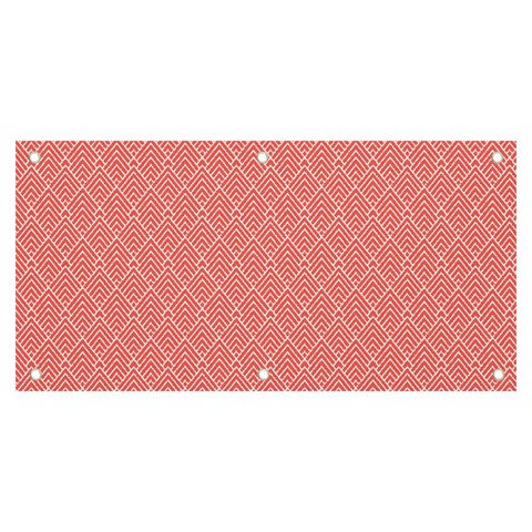 A Red And White Background With A Pattern Banner and Sign 6  x 3  from ArtsNow.com Front