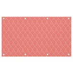 A Red And White Background With A Pattern Banner and Sign 7  x 4 