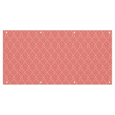 A Red And White Background With A Pattern Banner and Sign 8  x 4  from ArtsNow.com Front