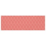 A Red And White Background With A Pattern Banner and Sign 12  x 4 