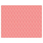 A Red And White Background With A Pattern Premium Plush Fleece Blanket (Medium)