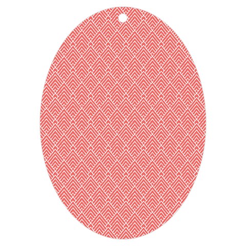 A Red And White Background With A Pattern UV Print Acrylic Ornament Oval from ArtsNow.com Front