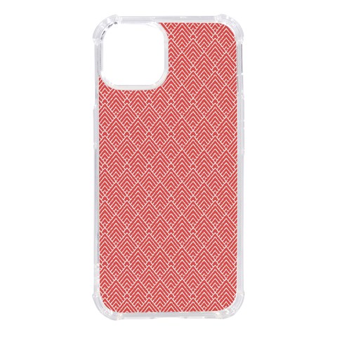 A Red And White Background With A Pattern iPhone 14 TPU UV Print Case from ArtsNow.com Front