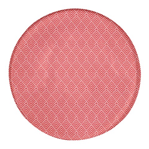 A Red And White Background With A Pattern Round Glass Fridge Magnet (4 pack) from ArtsNow.com Front