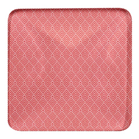 A Red And White Background With A Pattern Square Glass Fridge Magnet (4 pack) from ArtsNow.com Front