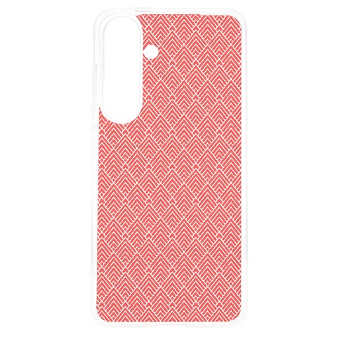 A Red And White Background With A Pattern Samsung Galaxy S24 6.2 Inch TPU UV Case from ArtsNow.com Front