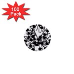 A Black And White Picture Of A Bunch Of Flowers 1  Mini Buttons (100 pack) 